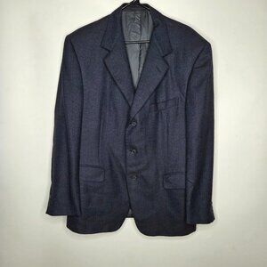 Ermenegildo Zegna Blazer Men's Blue Herringbone Wool Suit Jacket Sport Coat